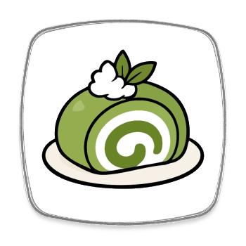Dessert japonais au gâteau roulé au matcha de kawaï - Magnet carré - blanc - Devant