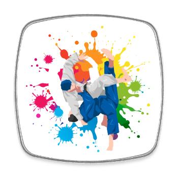 Judo Martial Arts Colorful Watercolor Watercolor Watercolor - Square fridge magnet - white - Front
