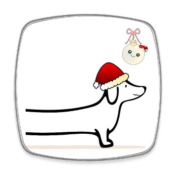 Christmas Dog Dachshund - Square fridge magnet - white - Front