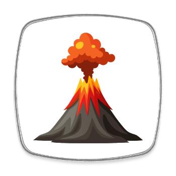 Volcan en éruption - Magnet carré - blanc - Devant