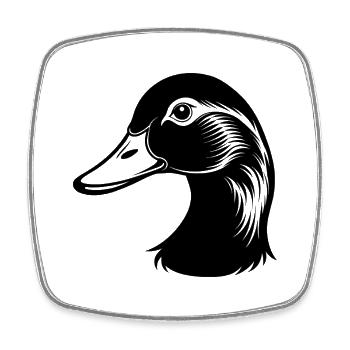 Tête de canard - Magnet carré - blanc - Devant