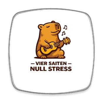Vier Saiten Null Stress Ukulele Wasserschwein - Viereckiger Kühlschrankmagnet - Weiß - Vorne