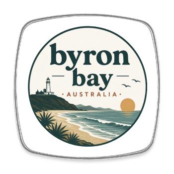 Byron Bay Coastal Magic - Square fridge magnet - white - Front