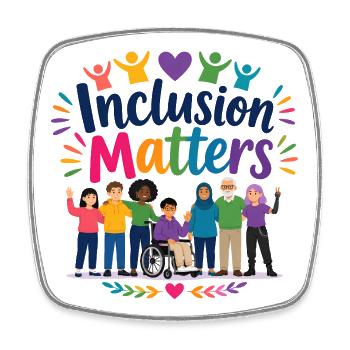 L’inclusion est importante – Éducation spécialisée – Freundli - Magnet carré - blanc - Devant
