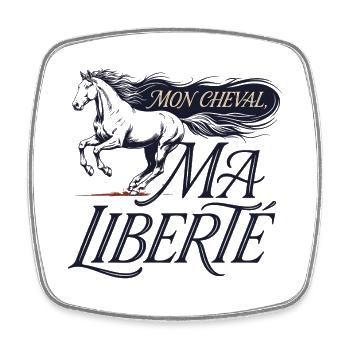 Cheval – Mon Cheval, Ma Liberté - Magnet carré - blanc - Devant