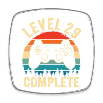 Level 29 complete – 29th anniversary gift - Square fridge magnet - white - Front