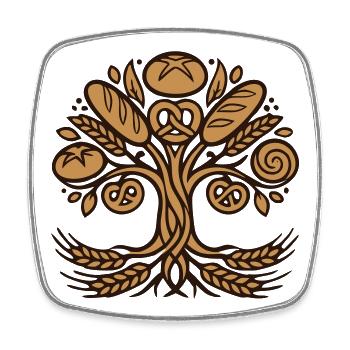 Logo du pain bretzel de l’arbre de vie - Magnet carré - blanc - Devant