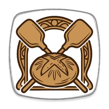 Blason Baecker du pousseur de pain - Magnet carré - blanc - Devant