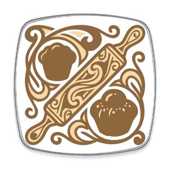 Rolling Pin Baking Graphic - Square fridge magnet - white - Front
