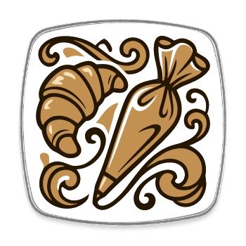 Icône du sac à douilles pour croissants - Magnet carré - blanc - Devant