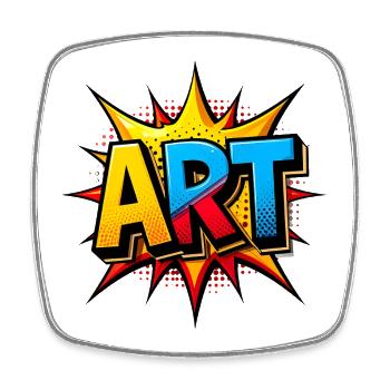 Pop Art "ART" – Gaudy Art Typography Design - Square fridge magnet - white - Front