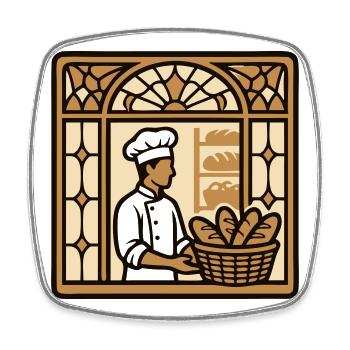 Logo de la vitrine de Baeckerei - Magnet carré - blanc - Devant