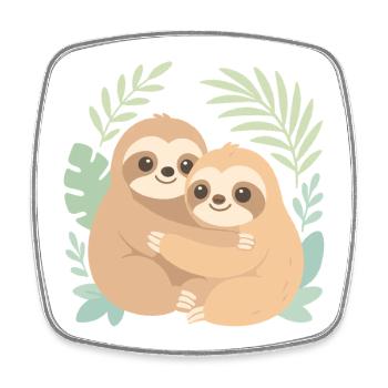 Cute Sloths: Cuddling in the Pastel Jungle - Square fridge magnet - white - Front