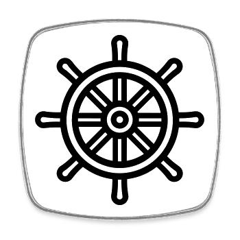 Ruder-Nautisches Boot - Viereckiger Kühlschrankmagnet - Weiß - Vorne