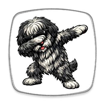 Tamponnage du chien berger de Bergame - Magnet carré - blanc - Devant