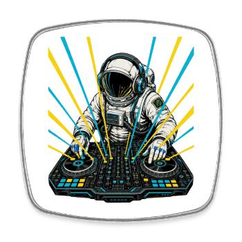 Astronaut DJ Laser - Square fridge magnet - white - Front