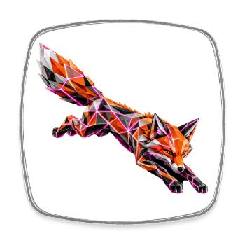 Geometric Cyber Fox - Square fridge magnet - white - Front
