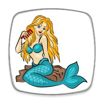 Mermaid on a rock - Square fridge magnet - white - Front