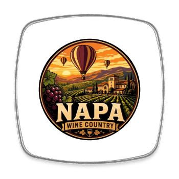 Napa Valley Wine Country Vintage Hot Air Balloon - Square fridge magnet - white - Front