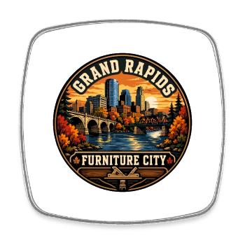 Insigne vintage de Grand Rapids Furniture City - Magnet carré - blanc - Devant