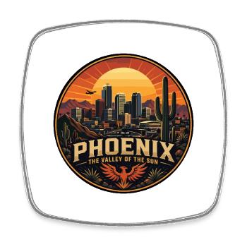 Insigne rétro Phoenix Valley of the Sun Saguaro - Magnet carré - blanc - Devant
