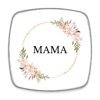Gold Ring Floral Frame Pink - Square fridge magnet - white - Front