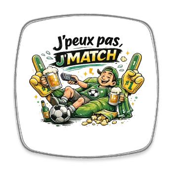 J'match Fête Foot et Bière - Magnet carré - blanc - Devant
