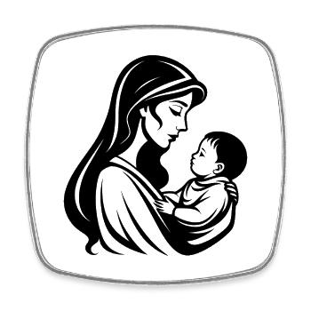 Mère et bébé - Magnet carré - blanc - Devant