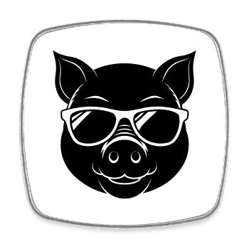 Pig in Sunglasses - Square fridge magnet - white - Front