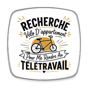 Télétravail, travail humour, humour de bureau - Magnet carré - blanc - Devant