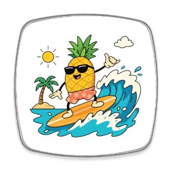 Surf Pineapple Summer - Magnet carré - blanc - Devant