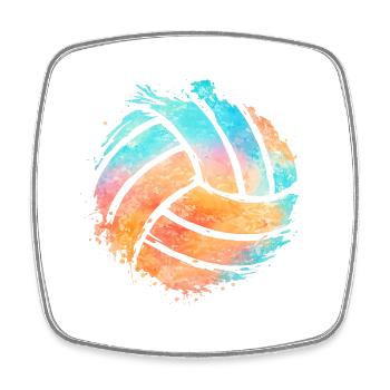 Volleyvall sur la plage - Magnet carré - blanc - Devant