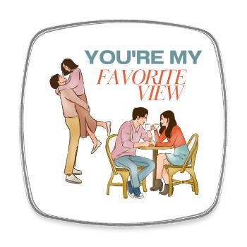 Tu es mon Cadeau de Couple Romantique Vue Préféré - Magnet carré - blanc - Devant