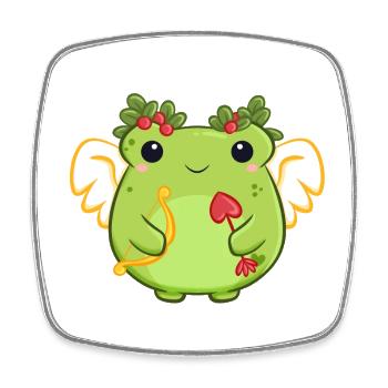 Grenouille d’amour avec arc en forme de cœur - Magnet carré - blanc - Devant