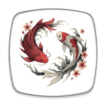 Koi Fish Harmony - Square fridge magnet - white - Front