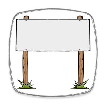 Bannière publicitaire en carton animé en bois - Magnet carré - blanc - Devant