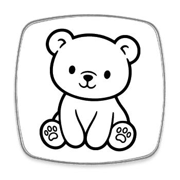 Petit ours en peluche mignon pour bébés et enfants - Magnet carré - blanc - Devant