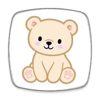Ours en peluche coloré pour enfants - Magnet carré - blanc - Devant