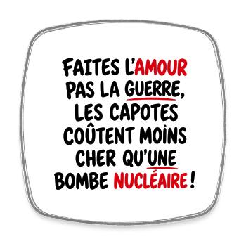 Faites l’amour, pas la guerre - Magnet carré - blanc - Devant