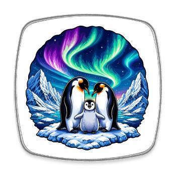 Les manchots aurora-plumes sur l’île de glace - Magnet carré - blanc - Devant
