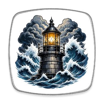 Lighthouse in the storm - Square fridge magnet - white - Front
