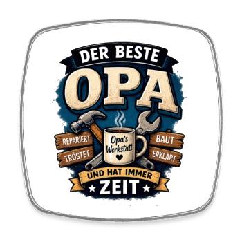 Der beste Opa – Werkstatt Motiv - Viereckiger Kühlschrankmagnet - Weiß - Vorne