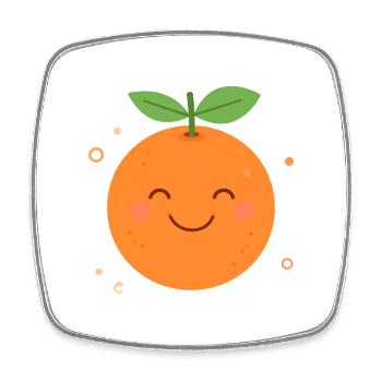 Orange Kawaii Orange – Illustration de fruits sucrés - Magnet carré - blanc - Devant