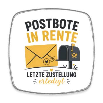 Postbote in Rente – Lustiger Ruhestand Spruch Art - Viereckiger Kühlschrankmagnet - Weiß - Vorne