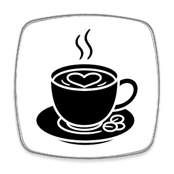 Tasse de café avec cœur pour les connaisseurs - Magnet carré - blanc - Devant
