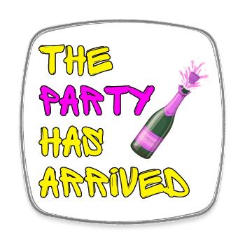 THE PARTY HAS ARRIVED, KANN LOS GEHEN MAUS - Viereckiger Kühlschrankmagnet - Weiß - Vorne