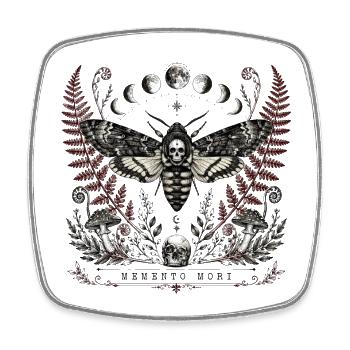 Memento Mori Death Moth - Square fridge magnet - white - Front