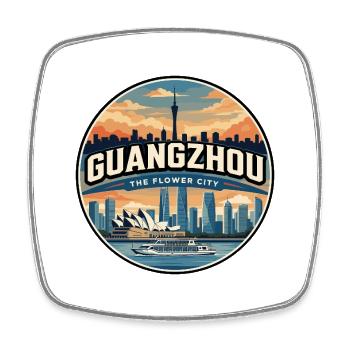 Insigne rétro de la tour du canton de Guangzhou - Magnet carré - blanc - Devant