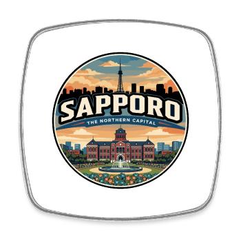 Badge de voyage rétro du parc Sapporo Odori - Magnet carré - blanc - Devant