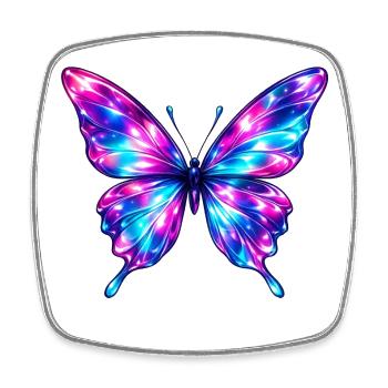 Papillon métallique brillant - Magnet carré - blanc - Devant